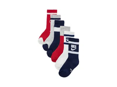 Nike Retro 6-pack Crew Socks (toddler/little Kid/big Kid) Boys Shoes Sail: 5-7 Little Kid In Blue