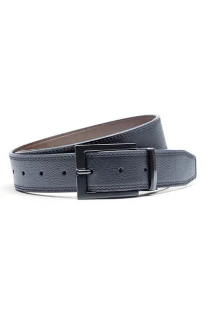 Nike Reversible 2-row Stitch Feather Edge Belt In Black/dark Brown