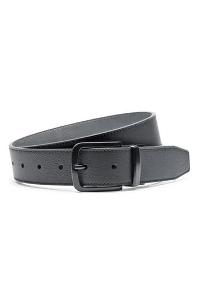 Nike Reversible Contoured Swoosh Feather Edge Belt In Black/grey