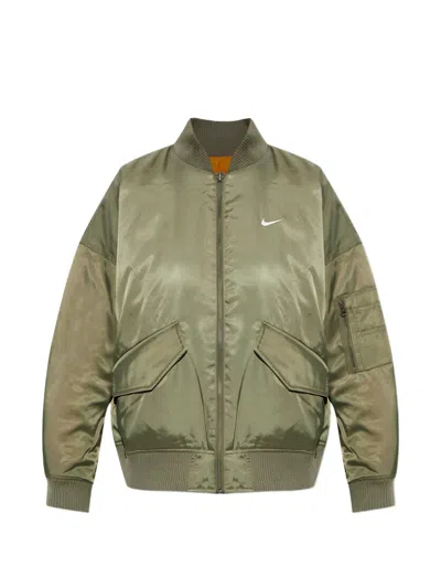 Nike Reversible Logo-embroidered Bomber Jacket In Green