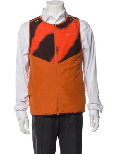 Pre-owned Nike Reversible Therma-fit Colorblock Pattern Vest W/ Tags In Orange