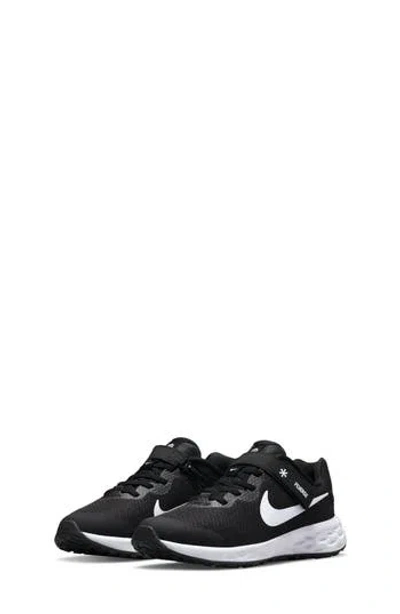 Nike Revolution 6 Flyease Running Shoe In Black/white/smoke Grey