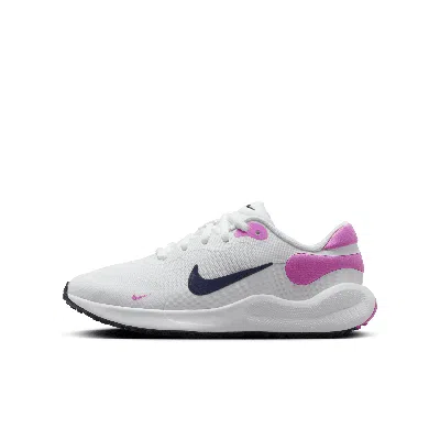 Nike Babies' Revolution 7 Big Kids' Road Running Shoes In White