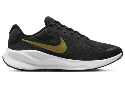 Pre-owned Nike Revolution 7 Metallic Gold (women's) Sneakers In Black/white/dark Smoke Grey
