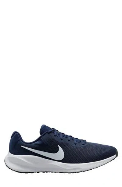 Nike Revolution 7 Road Running Sneaker In Navy/platinum/black