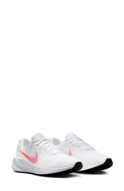 Nike Revolution 7 Road Running Sneaker In White/gold/magic Ember