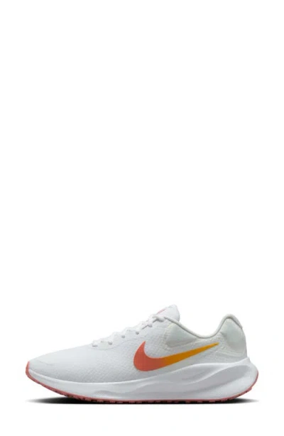 Nike Revolution 7 Road Running Sneaker In White/gold/magic Ember