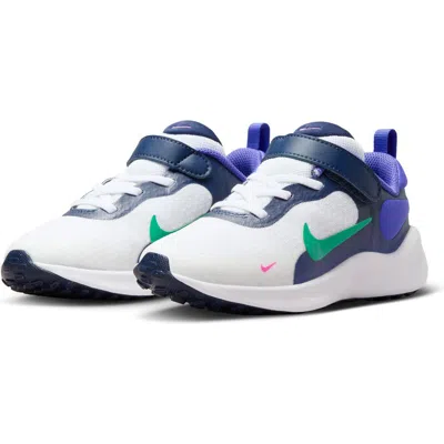 Nike Revolution 7 Sneaker In White/green/persian Violet