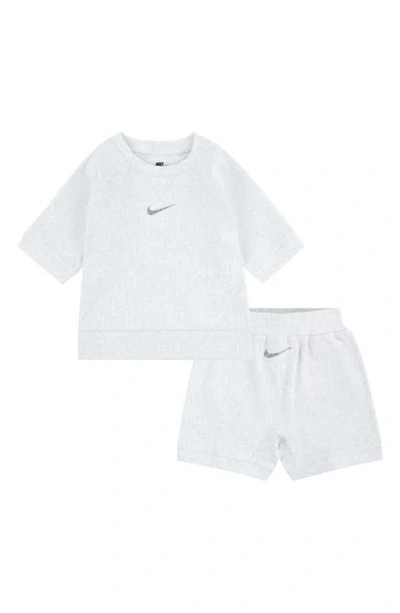 Nike Babies'  Ready Set Rib T-shirt & Shorts Set In Birch Heather