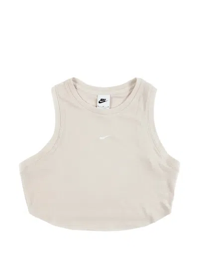 Nike Ribbed Cropped Tank Top In Neutral