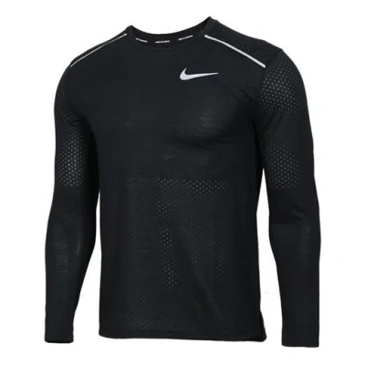 Nike Rise 365 Breathable Mesh Long Sleeves Running Black