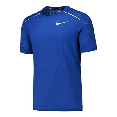 Nike Rise 365 Logo Breathable Short Sleeve Blue