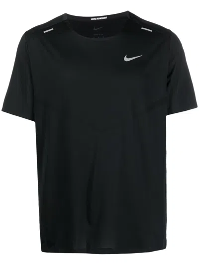 Nike Dri-fit Uv Miler Short Sleeve Running Top In Black