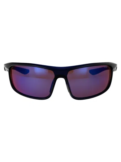Nike Road W/ Blue Mirror Midnight Navy Acetate Sunglasses In Red
