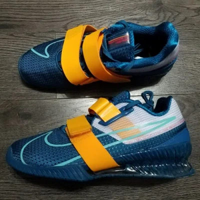 Pre-owned Nike Romaleos 4 Weightlifting Gym Shoes Mens 6 Womens 7.5 Marina Blue Orange