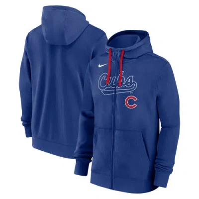 Nike Royal Chicago Cubs Knockout Script Full-zip Hoodie In Blue