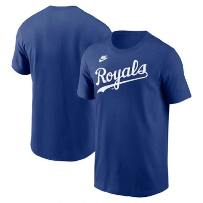 Nike Royal Kansas City Royals Cooperstown Wordmark T-shirt In Blue