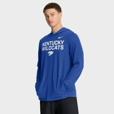 Nike Royal Kentucky Wildcats 2025 Sideline Performance Long Sleeve Hoodie T-shirt In Blue