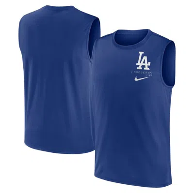 Nike Royal Los Angeles Dodgers Large Logo Muscle Tank Top In Blue