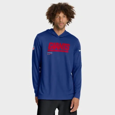 Nike Royal New York Giants Sideline Pure Fury Performance Long Sleeve Hoodie T-shirt In Blue
