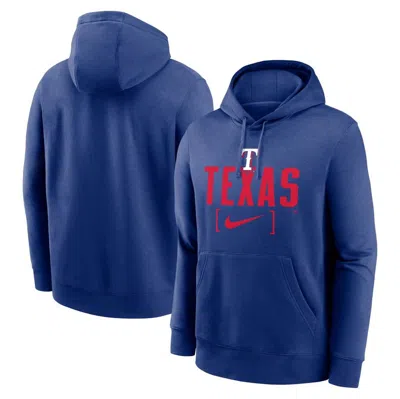 Nike Royal Texas Rangers Club Slack Pullover Hoodie In Blue
