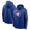 NIKE NIKE ROYAL TEXAS RANGERS COOPERSTOWN COLLECTION TEAM LOGO FLEECE PULLOVER HOODIE