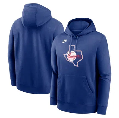 Nike Royal Texas Rangers Cooperstown Collection Team Logo Fleece Pullover Hoodie In Blue