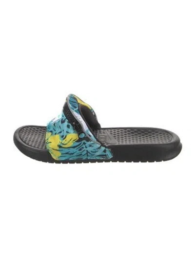 Pre-owned Nike Rubber Floral Print Slides In Multicolor