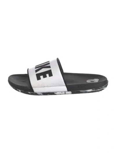 Pre-owned Nike Rubber Graphic Print Slides In White