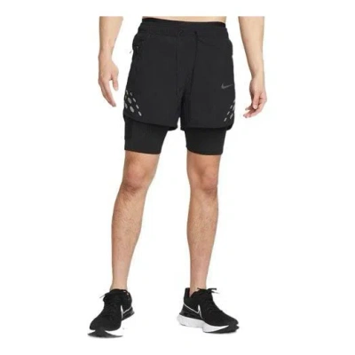 Nike Run Division Pinnacle Solid Color Logo Sports Shorts Black