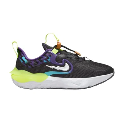 Pre-owned Nike Run Flow Ps 'black Teal Nebula Volt' | Kid's Size 3.5