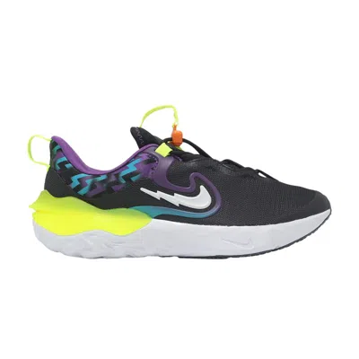 Pre-owned Nike Run Flow Se Gs 'black Teal Nebula Volt' | Kid's Size 5.5
