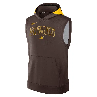 Nike San Diego Padres Authentic Collection Menâs  Men's Dri-fit Mlb Sleeveless Pullover Hoodie In Brown
