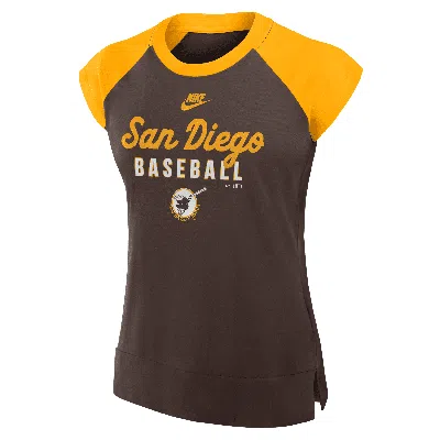 Nike San Diego Padres Cooperstown Womenâs  Women's Dri-fit Mlb Mid-sleeve T-shirt In Brown