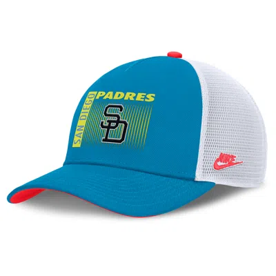 Nike Teal San Diego Padres Neon 90s Rise Structured Performance Adjustable Trucker Hat In Blue