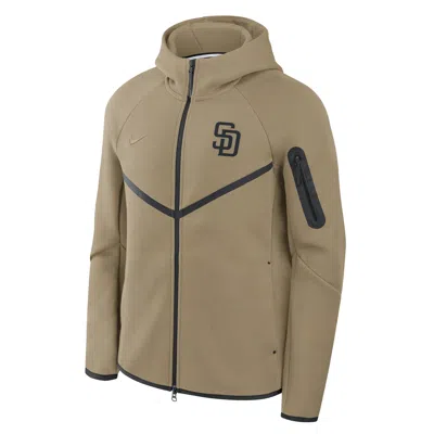 Nike San Diego Padres Tech Fleece Windrunner  Men's Mlb Full-zip Hooded Jacket In Brown