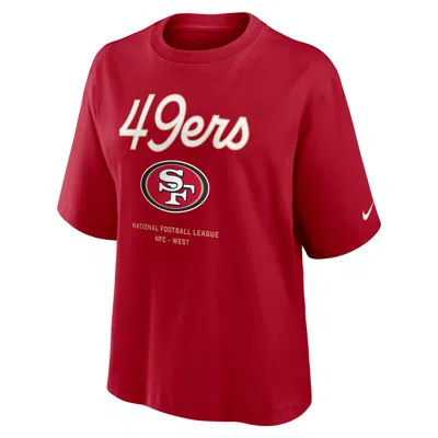 Nike San Francisco 49ers Essential Script Boxy  Women's Nfl T-shirt In Red