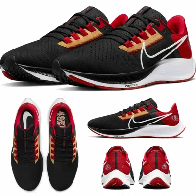 Pre-owned Nike San Francisco 49ers  Nfl Air Zoom Pegasus 38 Running Shoe Sneaker In Black/gym Red/club Gold/white