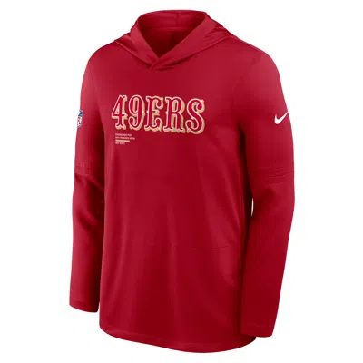 NIKE SAN FRANCISCO 49ERS PURE FURY SIDELINE  MEN'S DRI-FIT NFL LONG-SLEEVE HOODED TOP,1015884955