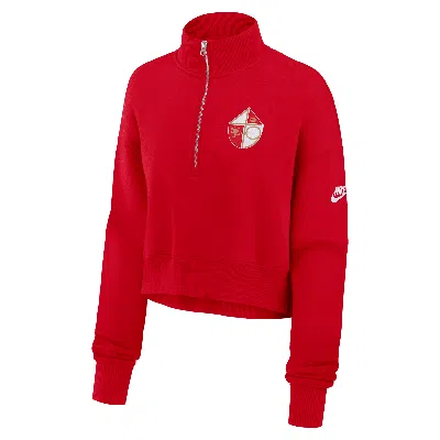 Nike San Francisco 49ers Rewind Phoenix  Women's Nfl Cropped 1/4-zip Crew In Red