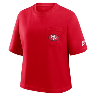 Nike San Francisco 49ers Rewind Pocket Boxy  Women's Nfl T-shirt In Red
