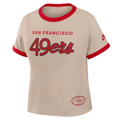 Nike San Francisco 49ers Rewind Ringer Mod  Women's Nfl Cropped T-shirt In Brown