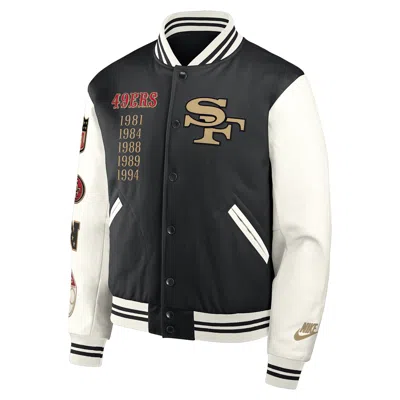 Nike San Francisco 49ers Rivalries Collection  Men's Nfl Full-snap Varsity Jacket In Black
