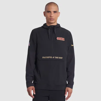 Nike San Francisco 49ers Rivalries Collection Sideline Anorak  Men's Nfl 1/2-zip Hooded Jacket In Black