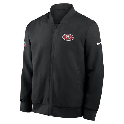 Nike San Francisco 49ers Sideline  Men's Nfl Full-zip Bomber Jacket In Black