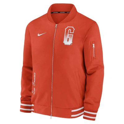 Nike San Francisco Giants Authentic Collection City Connect Game Time  Men's Mlb Full-zip Bomber Jacket In Orange