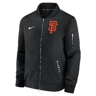 Nike San Francisco Giants Authentic Collection Dugout  Men's Mlb Full-zip Bomber Jacket In Black