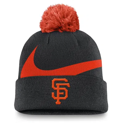 Nike San Francisco Giants Peak  Men's Mlb Cuffed Pom Beanie In Black