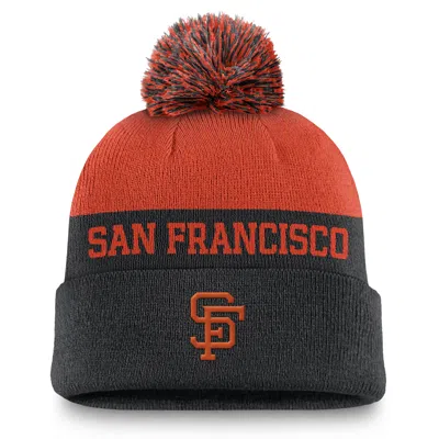 Nike San Francisco Giants Rewind Peak  Men's Mlb Cuffed Pom Beanie In Black
