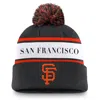 Nike San Francisco Giants Team Stripe Peak  Men's Mlb Cuffed Pom Beanie In Black